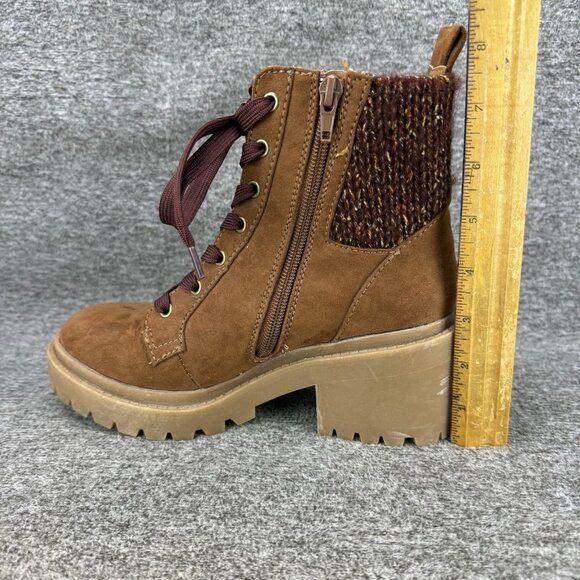 ✅Pop Collateral Boots Womens 6M Brown Faux Leather Block Heel Side Zip Shoes - Picture 10 of 10